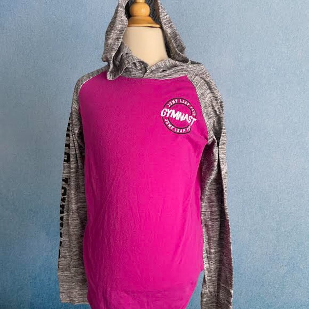 Girls Active Size 10 Hooded Gymnast Long Sleeve Shirt